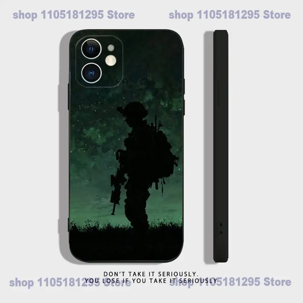 Casing Ponsel Keren Angkatan Darat Khusus F-Forces Untuk iPhone 17,16,15,14,13,12,11,XR,Pro,XS,Max,XR,Plus,Mini Silikon Lembut Hitam Anti Benturan