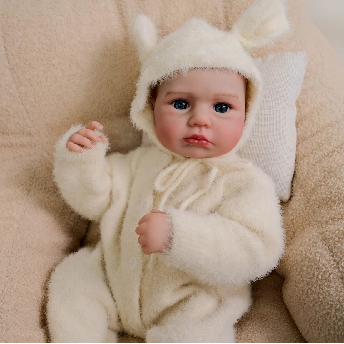 

19 inch Reborn Doll Loulou Newborn Baby Size Boy Lifelike 3D Skin with Visible Veins High Quality Handmade Dolls Toys