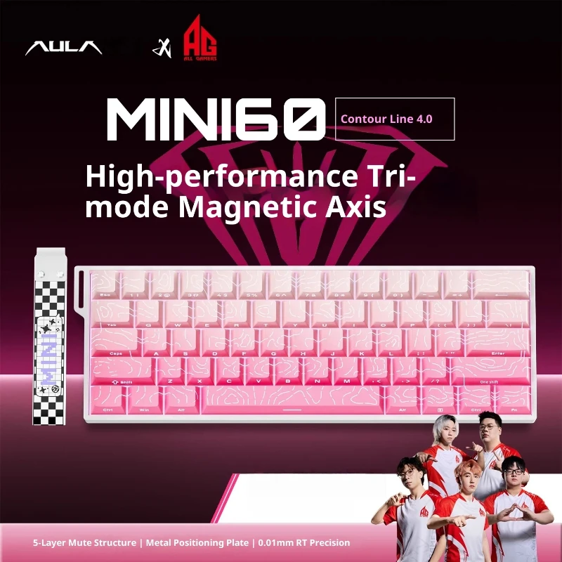 

Aula Mini60he Game Keyboard Triple Mode Magnetic Axis Mechanical High Performance Low Latency Universal Esports And Fps Games