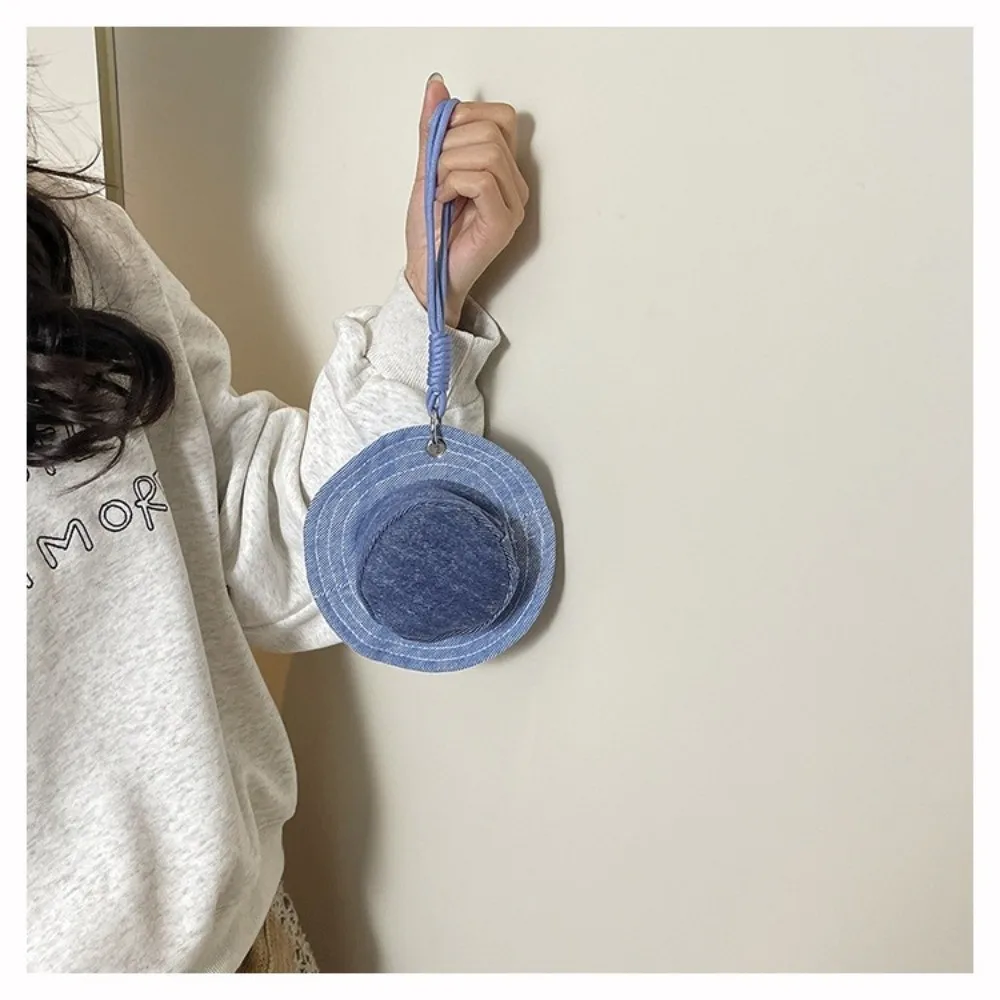 Portable Denim Hat Shape Wallet with Hand-Held Strap Pendant Bag Money Pouch Mini Coin Bag Men