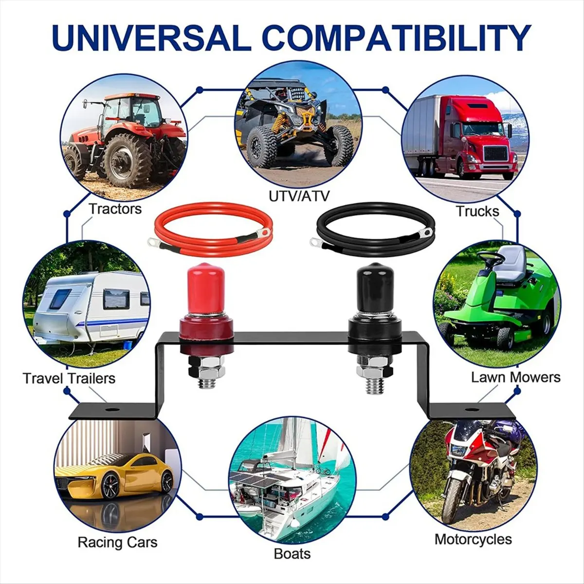 AT16 Battery Relocation Kit, Battery Jump Post Kit Heavy Duty Remote Battery Terminals Charging Post with Bracket Cable