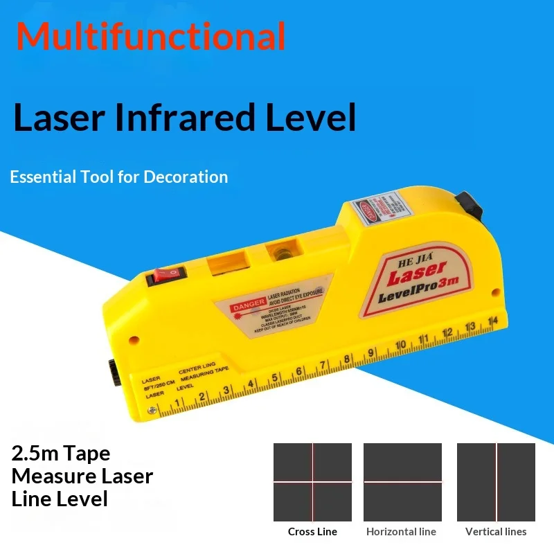 4-in-1 Laser Level Horizon Vertical Measure 5FT Aligner Standard and Metric Ruler Multipurpose Measure Level Laser tape