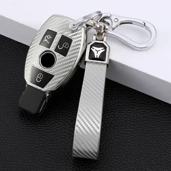 TPU Carbon Fiber Car Smart Key Case Cover Bag Keychain for Mercedes Benz CLS CLA GL R SLK AMG A B C S Class Keys