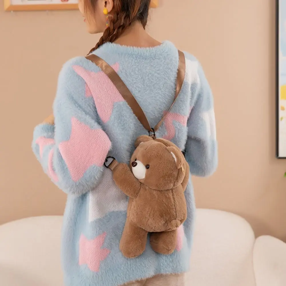 Simple Plush Toy Bear Crossbody Bag Large Capacity Doll Children Backpack JK Lolita Animal Shoulder Bag Outdoor