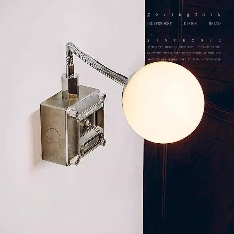 

Creative Minimalist Wall Lamp Flexible Hose Adjustable Globe Light Modern Bedside Sconce for Bedroom Office Reading Lighting
