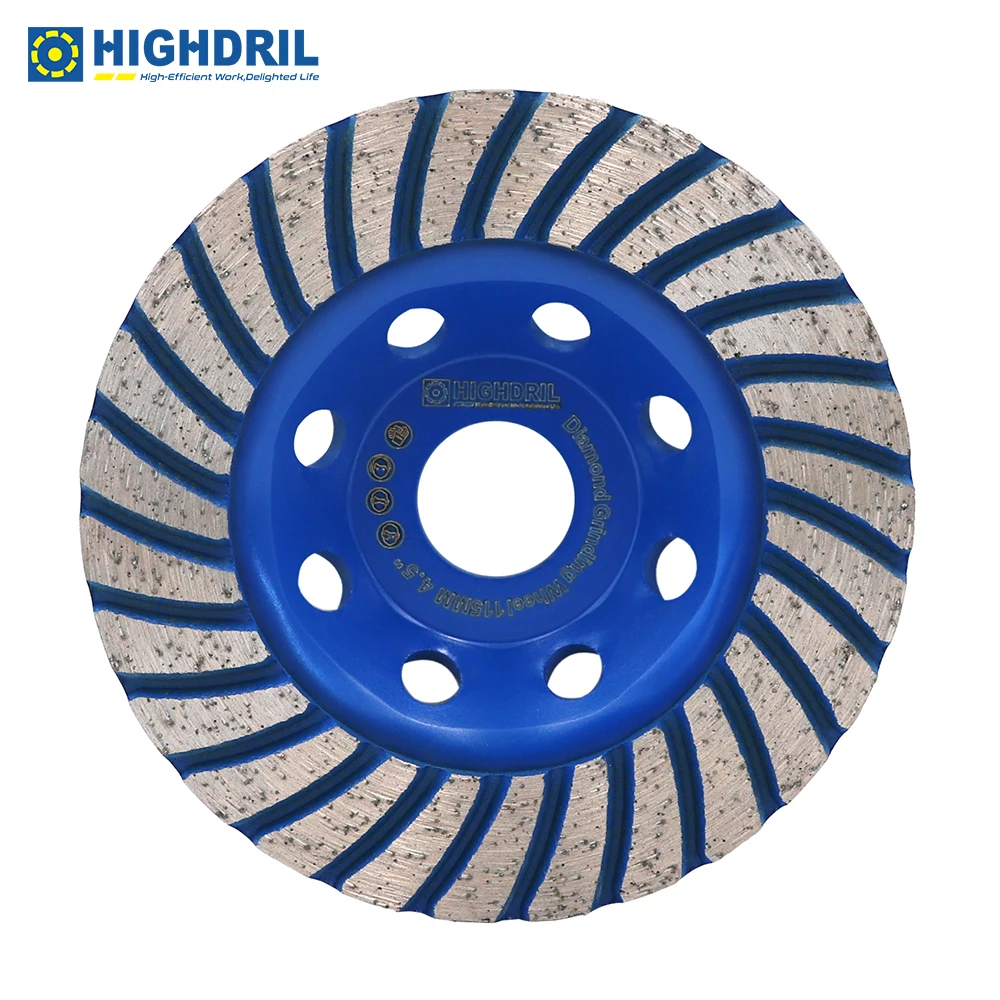 HIGHDRIL 1pc Dia115 /4.5inch Diamond Grinding Wheel Turbo Sintered Sanding Disc Angle Grinder For Concret Masonry Polishing Tool