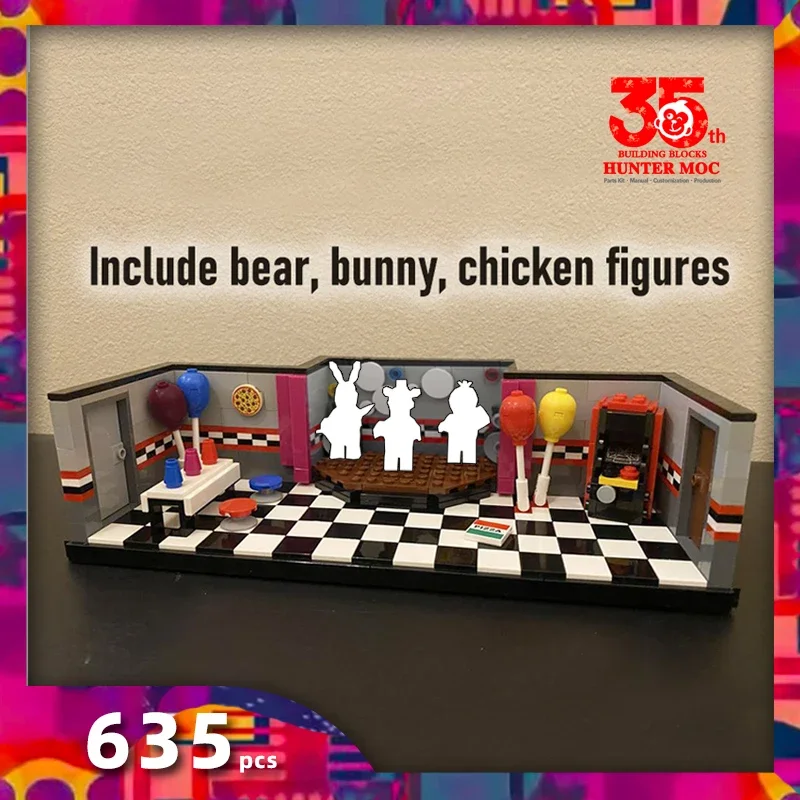 

horror game toys bear action figures Bunny characters security office restaurant show stage horror game scenes building blocks