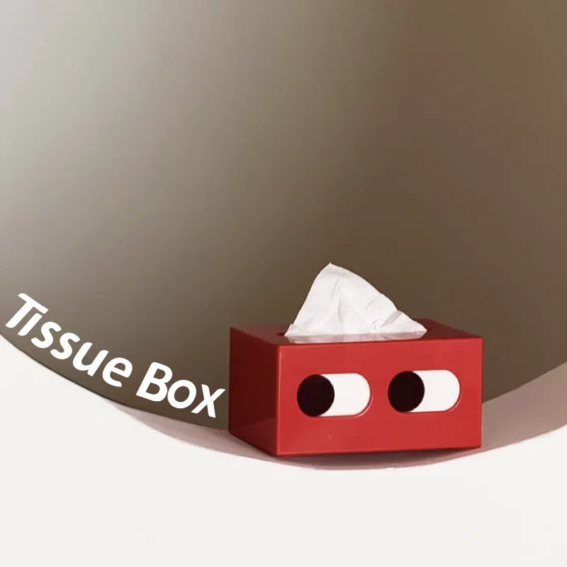 

Cartoon Tissue Box Table Napkin Tissue Case Creative Cute Expression Paper Towel Box Plastic Paper Storage Box Desktop Decor