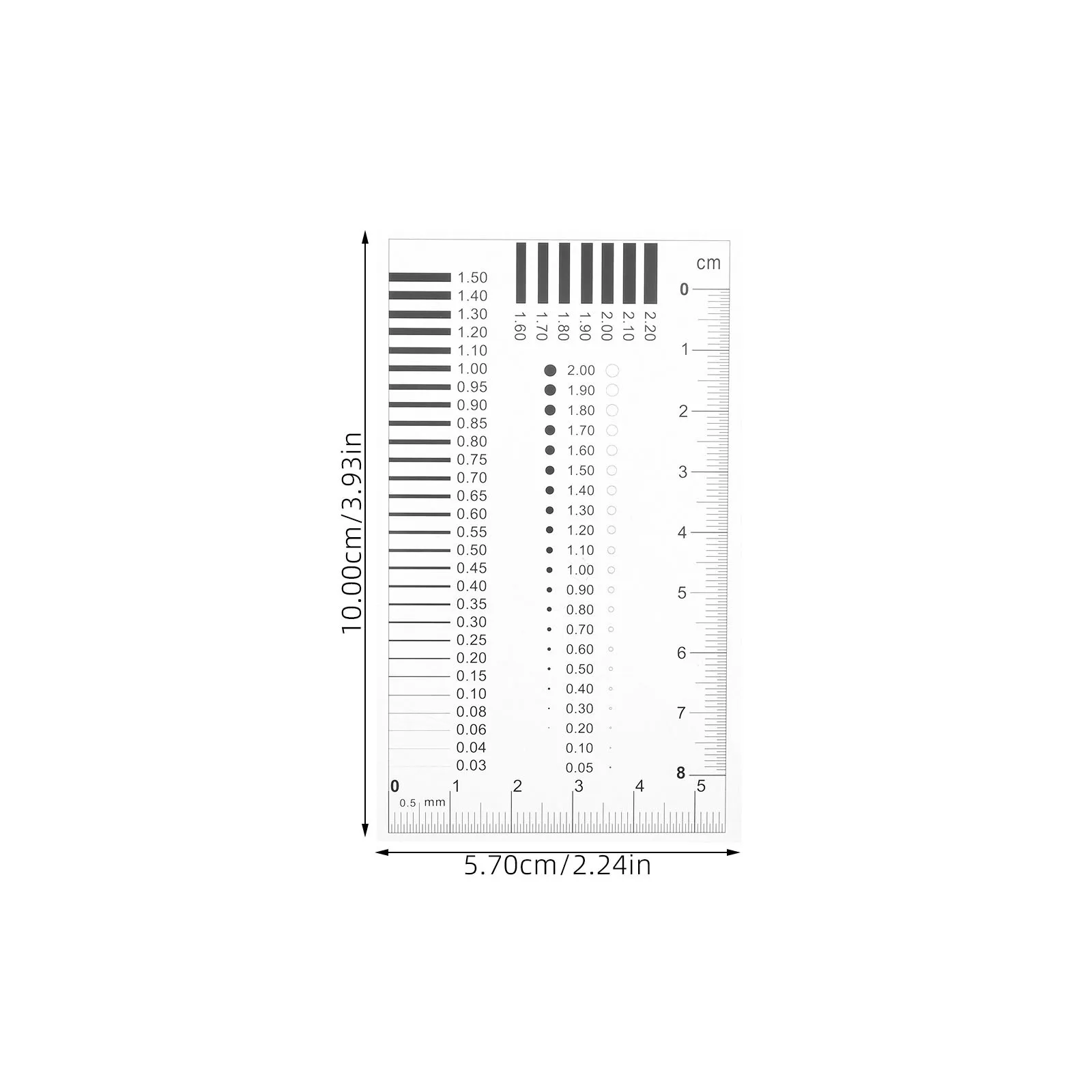 Chest Card Gauge Film Ruler High Precision Flaw Detection Tool for Line Width Diameter Defects Measuring Flaw Detection Ruler