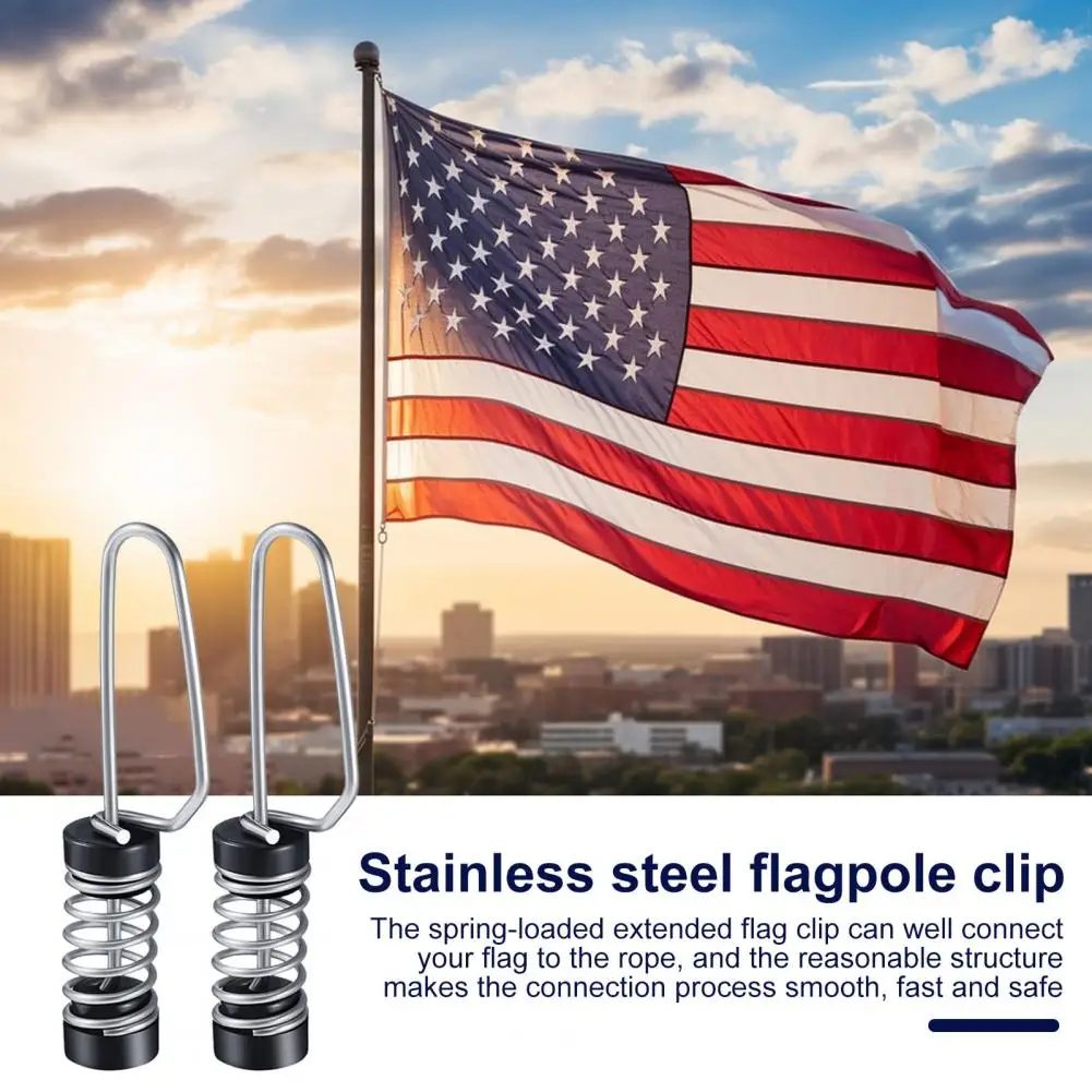 Weatherproof Flag Attachment Stainless Steel Flag Clips for Boat Halyards Outrigger Lines Antennas Anti-slip for Stern for Use