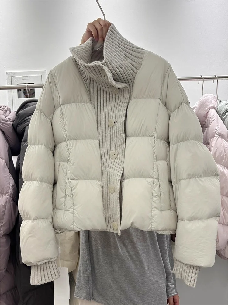 

Pure Color Knitted Cotton Jacket Women's Short Bread Style Coat Winter New Arrival Casual Loose Fit Long Sleeve Button up