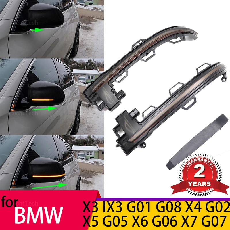 

2x Dynamic Side Mirror Blinker Light LED Turn Signal Lamps For BMW X3 IX3 G01 G08 X4 G02 X5 G05 X5 G06 X7 G07