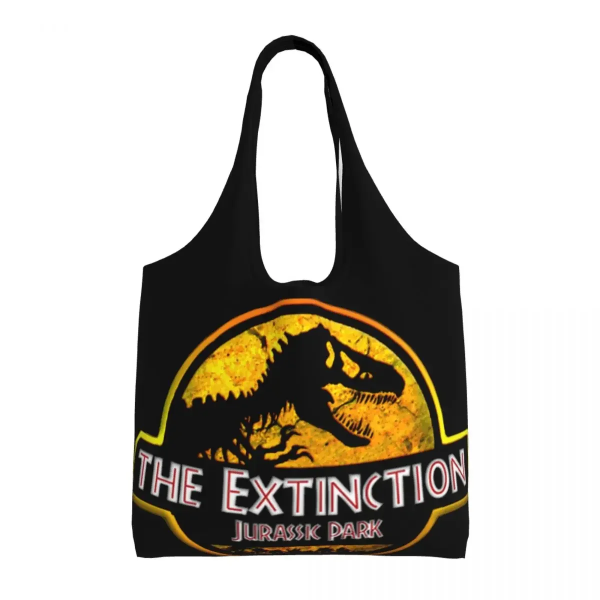 Custom Dinosaur World Jurassic Parks Canvas Shopping Bag Women Durable Big Capacity Grocery Shopper Tote Bags Handbag