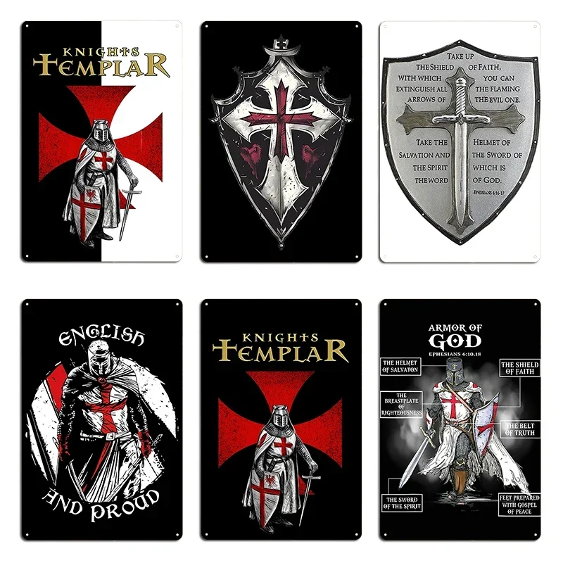 Armor of God Ephesians 6 Bible New Testament Christian Crusader Knights Templar With Christian Red Cross Metal Tin Sign Poster