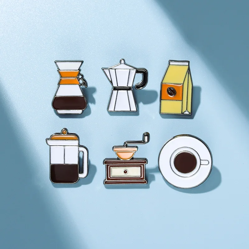 coffee slogon series Enamel Pin Funny Brooch Cartoons Badge for Bags Jeans Hoodies Denim Lapel Pin Jewelry Kids Best Gift