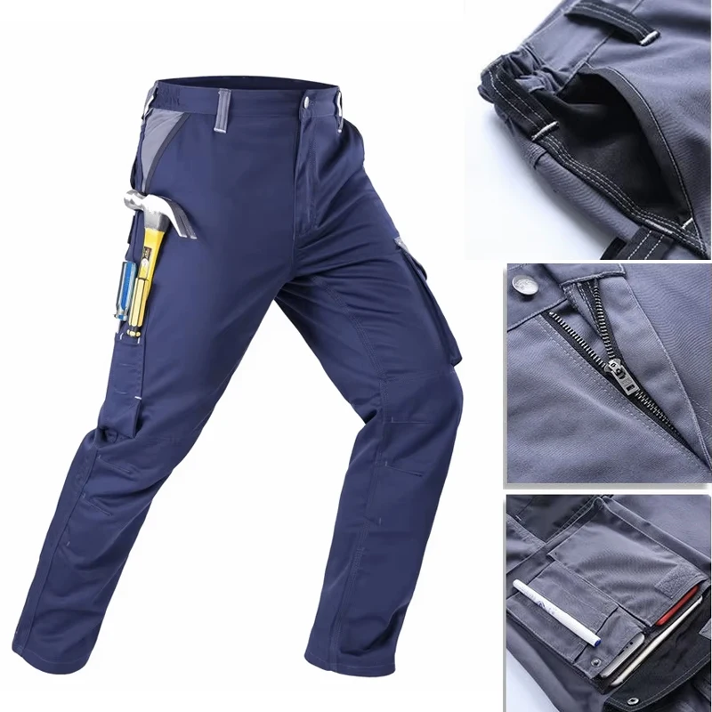 Men Work Pants Tool Trousers Water Proof Durable Wear Resistant Safety Repairman Multi-Function Fly Pockets Cargo pants Clothes
