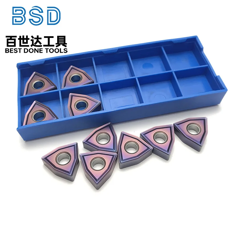 E-WNMG080408-MS Carbide Turning Blade - Peach-Shaped Triangular CNC Tool, Two-Color Coated for Metalworking