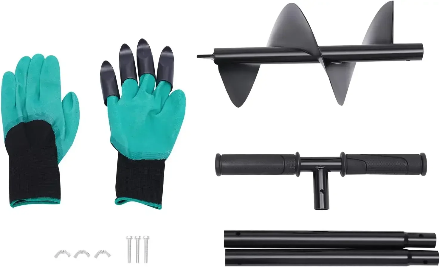 

6 Inch Garden Drill Bit with Non-Slip Handle and Gloves, Drill Bit for Planting and Drilling Trees, Diameter 150 mm, 15 x 85 cm
