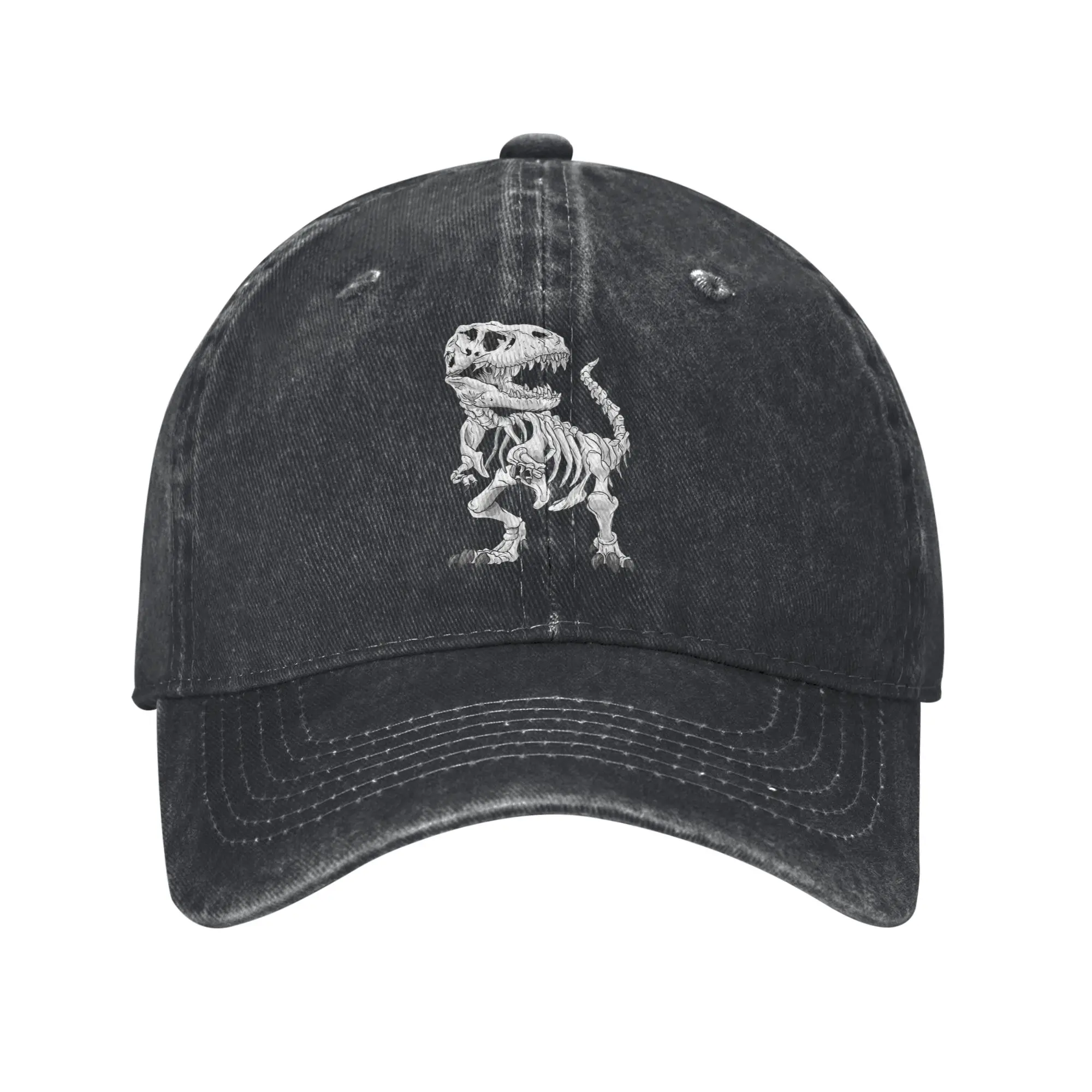 T Rex Skull Skeleton Baseball Cap Fashion Distressed Denim  Snapback Cap Unisex Outdoor Summer Adjustable Hats Cap