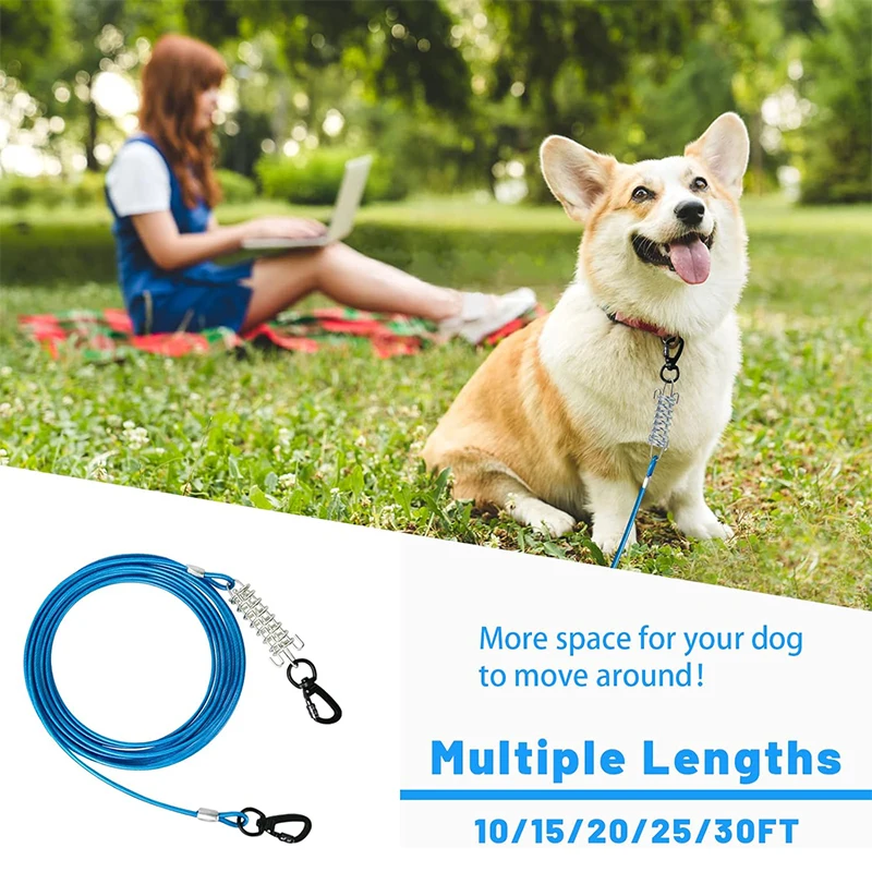 Dog Tie Out Cable Pet dog leash Suitable for yard wire dog leash Various outdoor dog leashes Wear-resistant and anti-corrosion