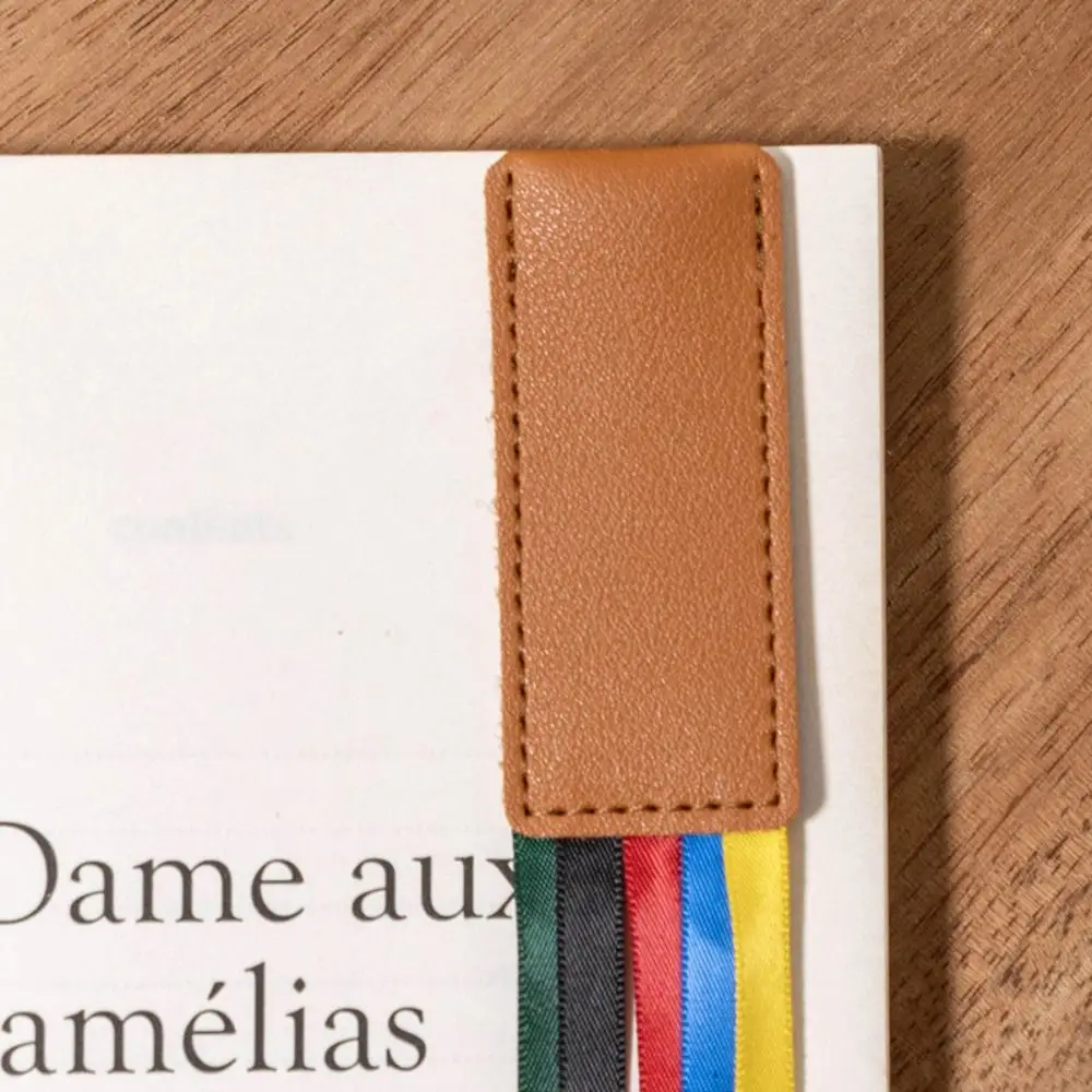 

Reading Bookmark Bookmark With Ribbons PU Leather Pagination Mark Corner Page Marker Handcrated Multi-color Book Reading Sorter