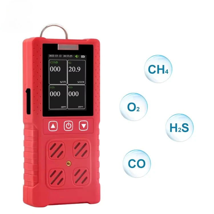 RTTPP Handheld Multiple Conventional LEL O2 CO H2S COMB Sensor Multi Gas Leak Detector Portable Gas Detector 4 in 1 Alarm