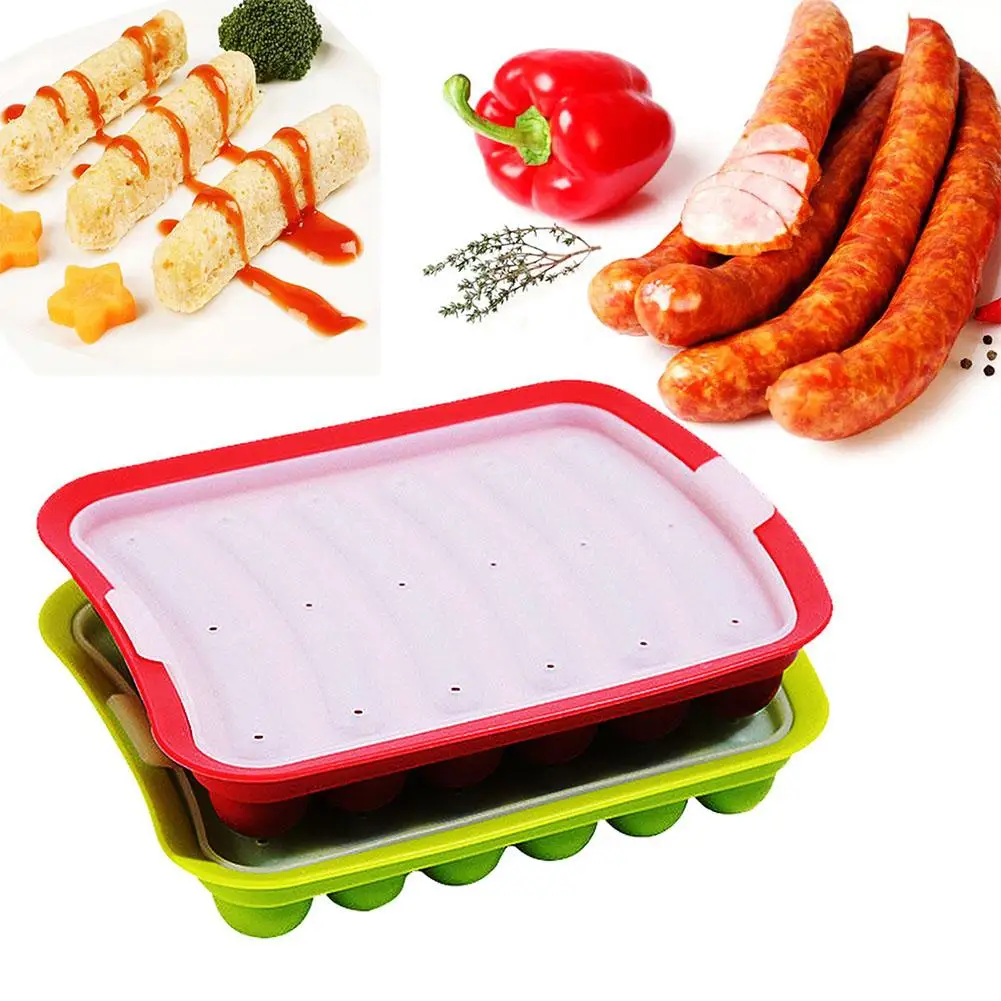 Silicone Sausage Maker Mould DIY Ham Hot Dog Making Moulds With Lid Kitchen Household Sausages Cake Baking Tools Molds view 6