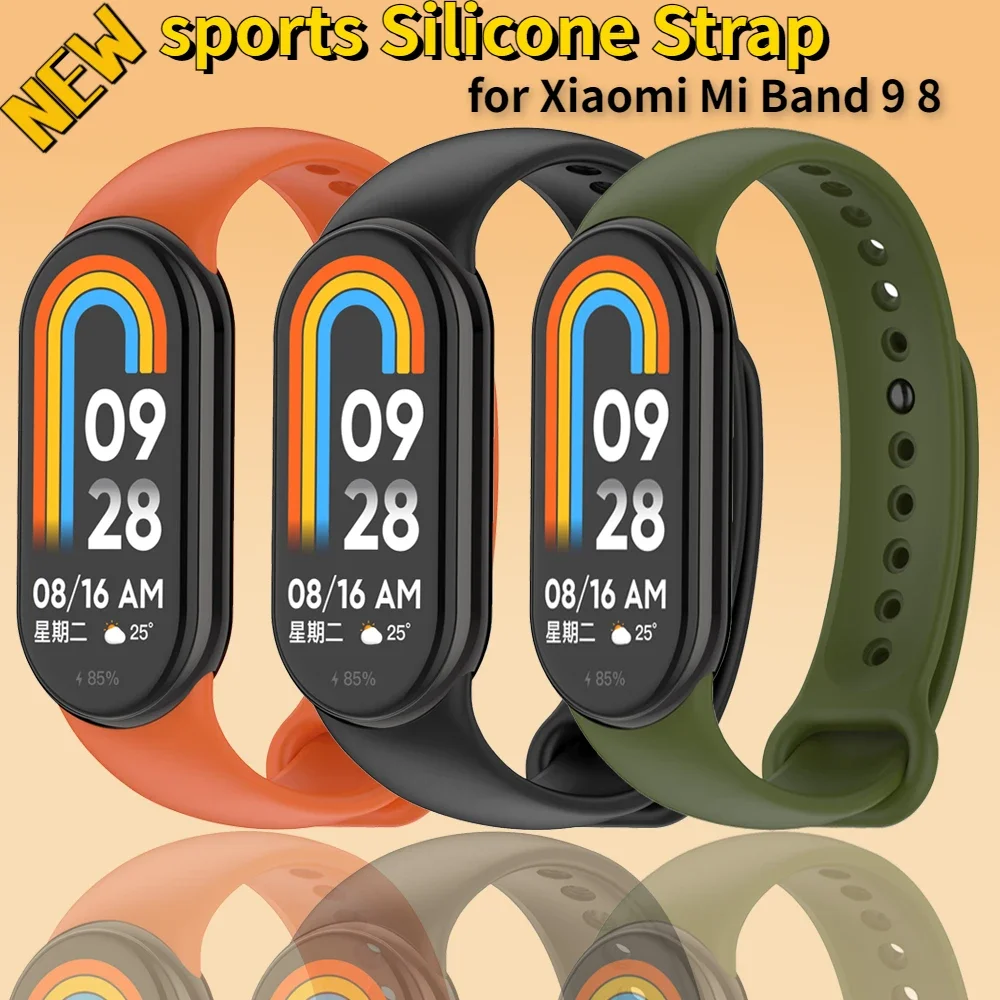 Soft Silicone Strap for Xiaomi Mi Band 9 8 Sports Breathable Official Bracelet Wristband for Mi Band 9 8 Replacement Accessories