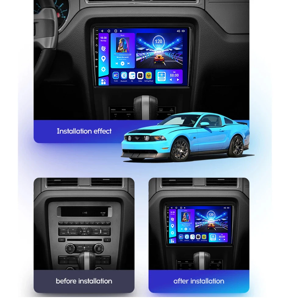 EKIY For Ford Mustang 2010 2011-2014 Android 10 Car Radio GPS Navigation 4G WIFI Carplay Android Auto Multimedia DVD Player