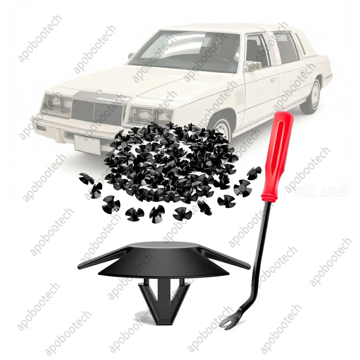 100Pcs Hood Insulation Retainer Clips for Chrysler Executive Limousine 1985 with 1PC Bonus Fastener Remover Auto Repair Tool Set