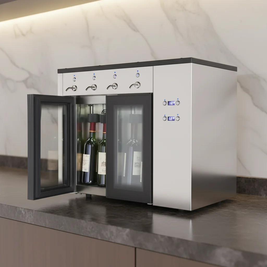 Smart 4 Bottles Red Wine Dispenser Argon Preservation LED Touch Screen Multiple Preservation Modes Wine Beverage Cooler