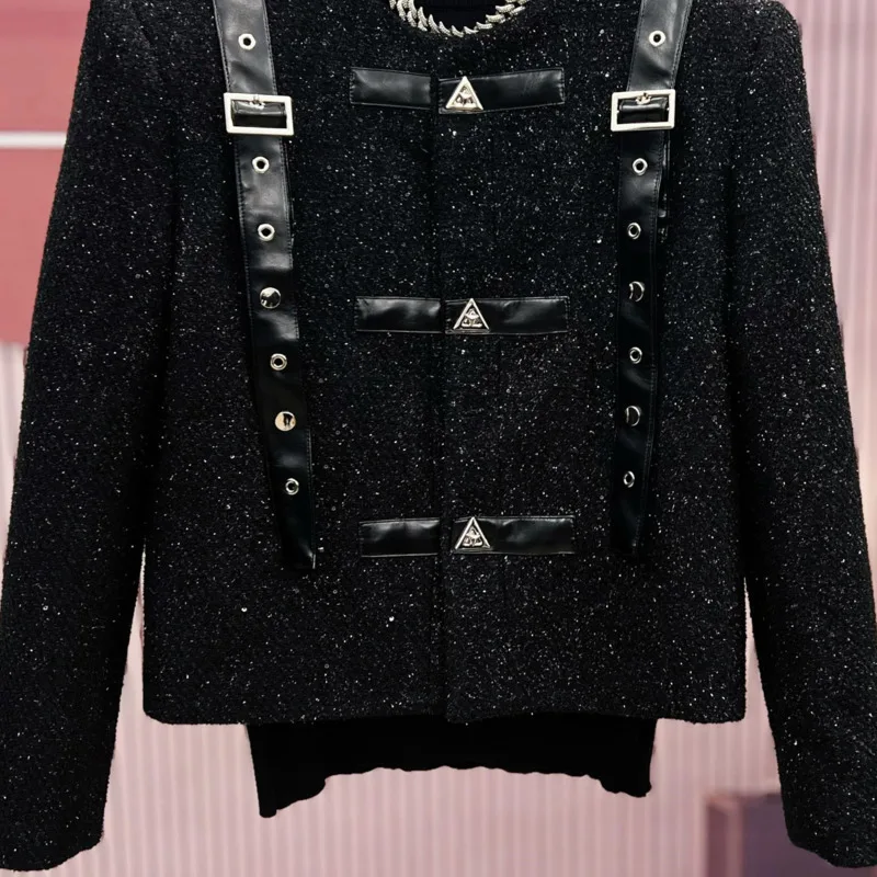 WVGA سترة قصيرة الخريف الشتاء رجل جديد المعادن المرقعة تصميم عصري ضوء الفاخرة المتخصصة شيك عادية كم طويل معطف Ins W10831