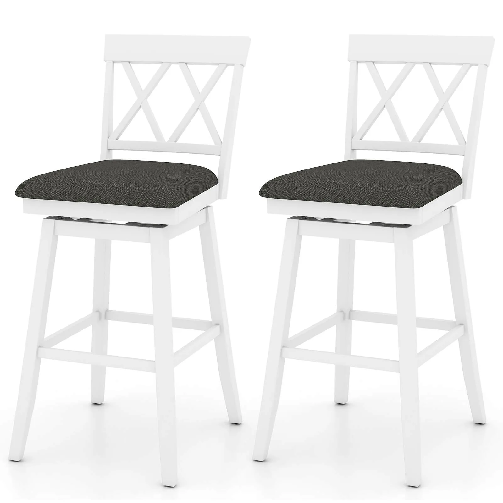 

Набор из 2 деревянных барных стульев 30 дюймов с контурной спинкой и мягким поворотным сиденьем