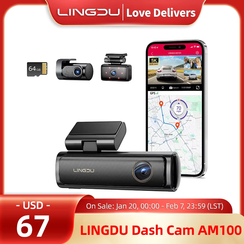 LINGDU Dash Cam AM100 UHD 4K Built-in GPS ADAS Car Camera 24H Parking Motion Front Cam 150FOV Car DVR WIFI & App Control 블랙박스