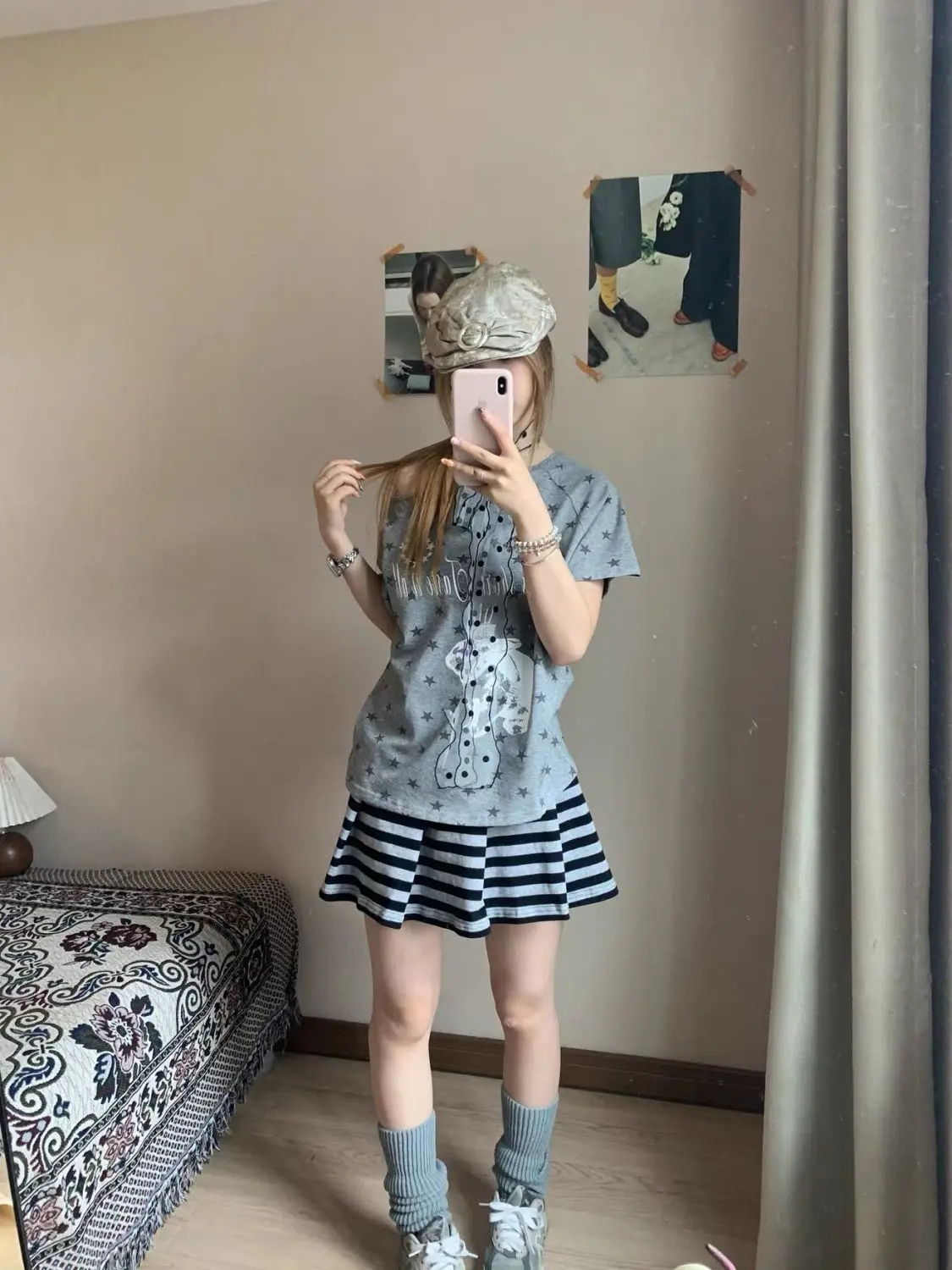 Japanese Fashion Casual Striped Pleated Knit Skirts All-match High Waist A-line Contrast Color Jupe Summer Y2k Aesthetic Faldas