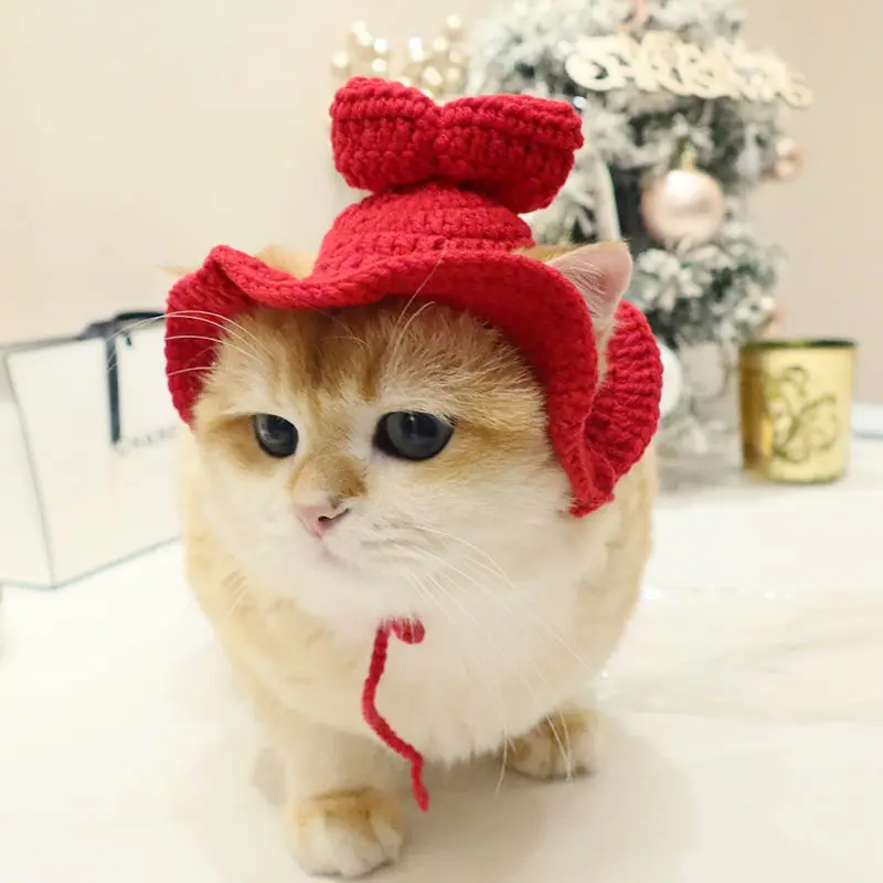 Cat Hat Elastic Cute Knitted Hat Warm Funny Head Cover Party Photo Shoot Props Kitten Cosplay Costume Cat Accessories