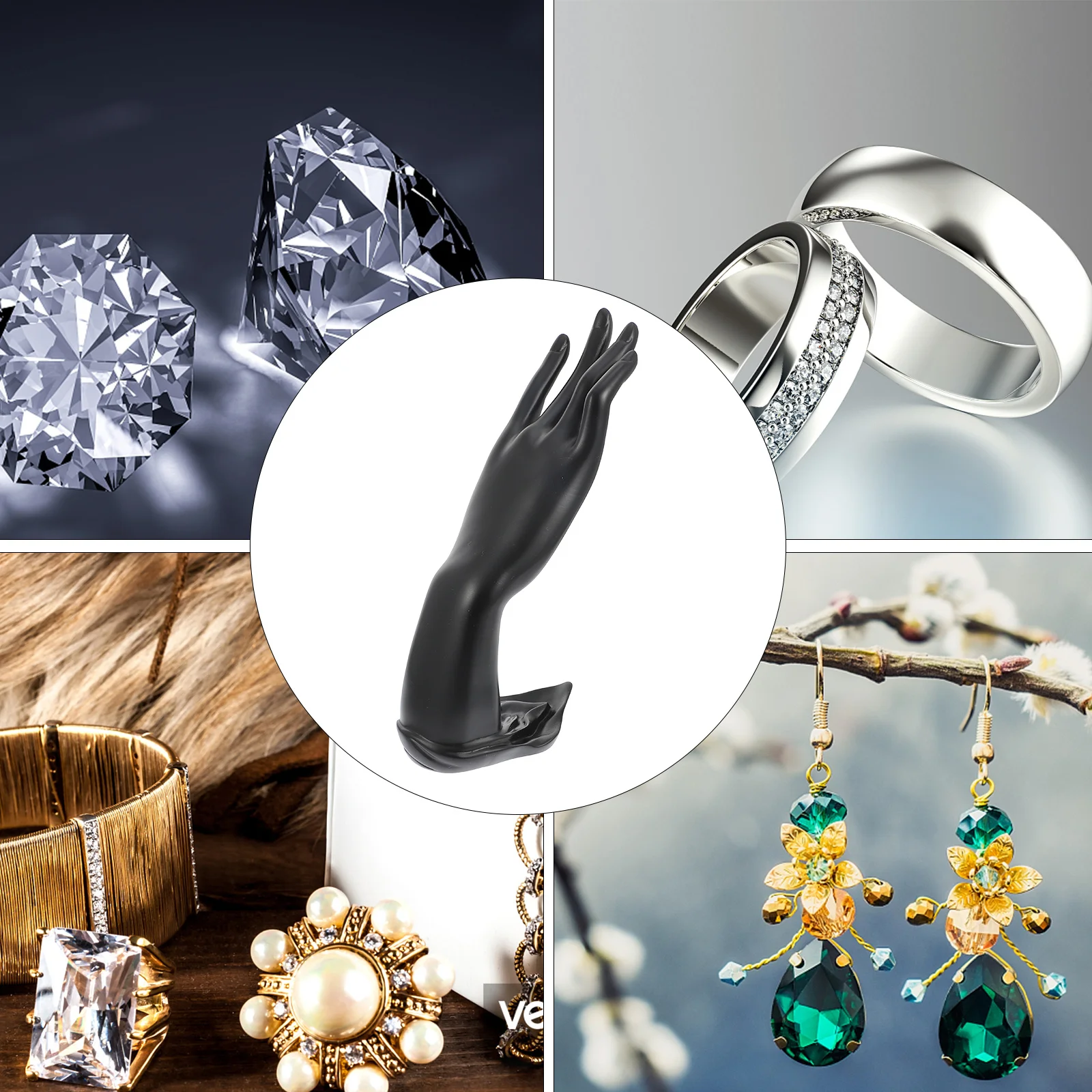 

1pc Resin Jewelry Display Holder Mannequin Hand Ring Bracelet Stand For Photography Crafting Decor Black Display Rack Gift Party