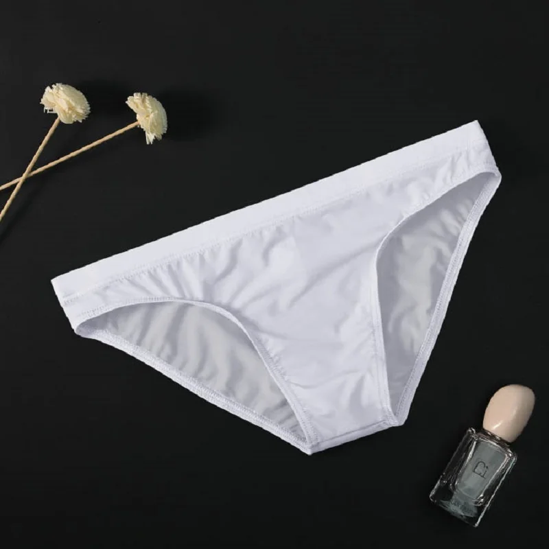 Sexy Men's Underpants Elastic Ice Silk Translucent Bikini Briefs Shorts Tight Low Waist Man Panties Underwear