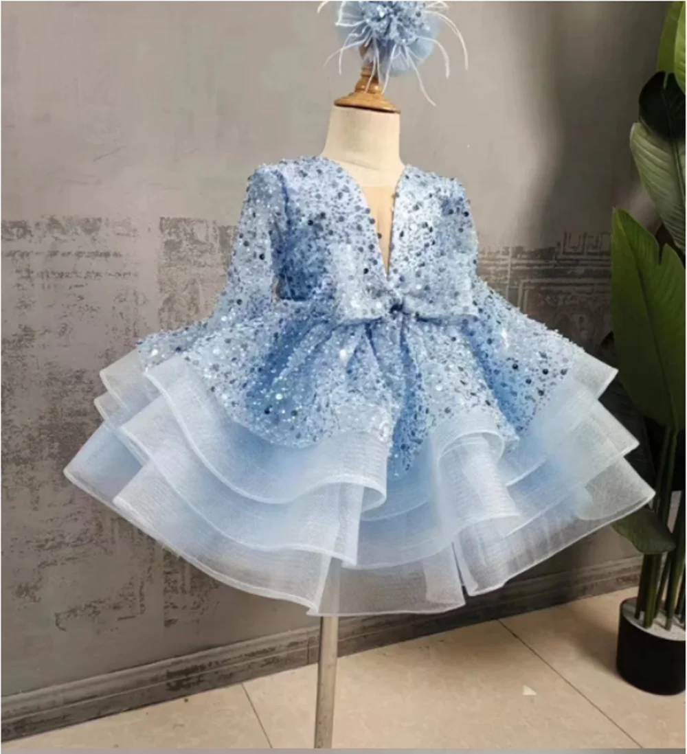 Flower Girl Dresses Lace Appliqués Bow Cute Princess Wedding Party Communion Customize Dress Children's Gifts