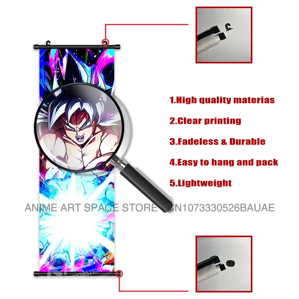 Anime Hängende Malerei Dragon Ball Poster Goku Super Saiyajin Hause Dekorative Kakarot Wand Kunst Vegeta Tapete Schriftrollen Bild – Detail 6