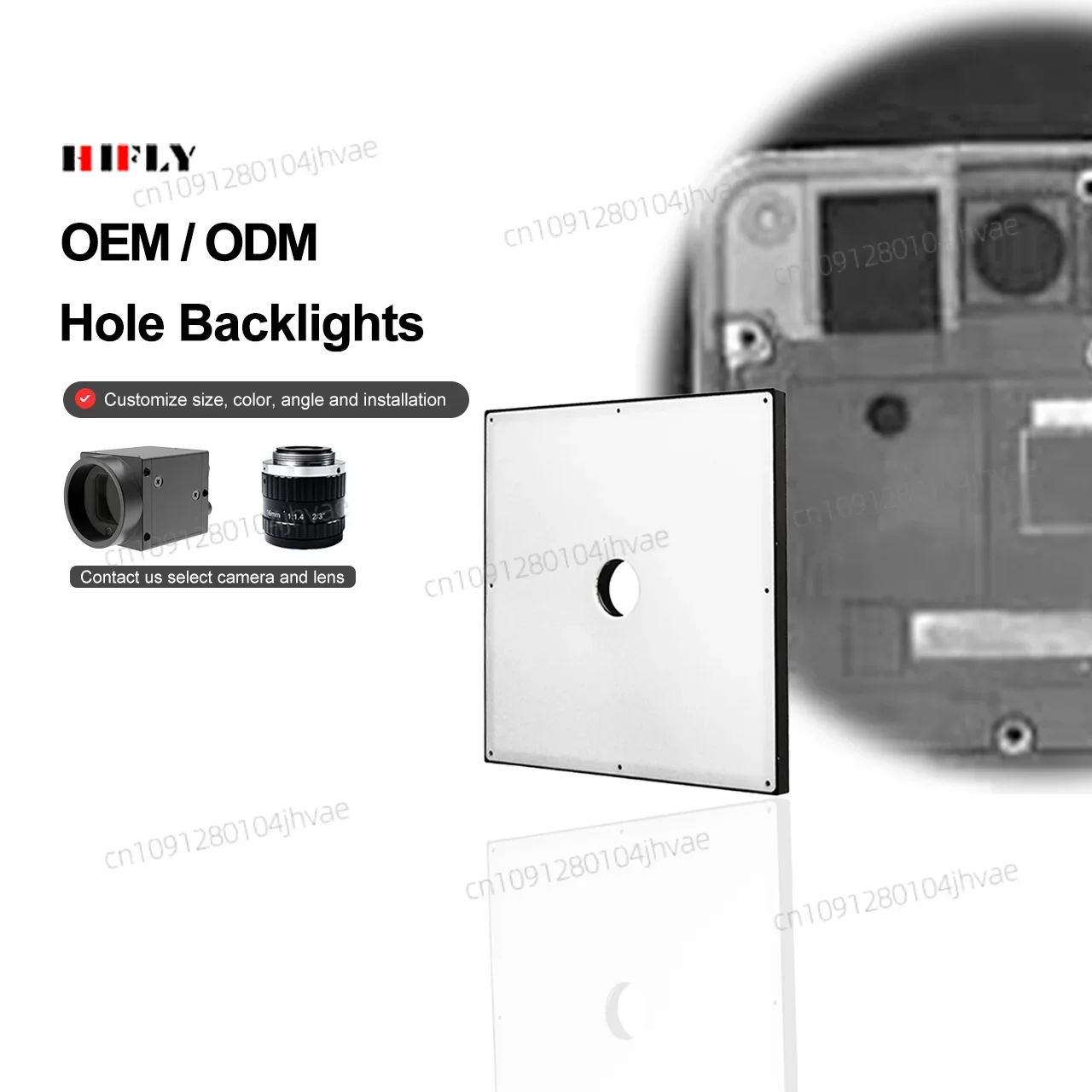 2025 NEW HIFLY 150*150mm Machine Vision UV365 LED Front Working Light with 50mm Central Hole