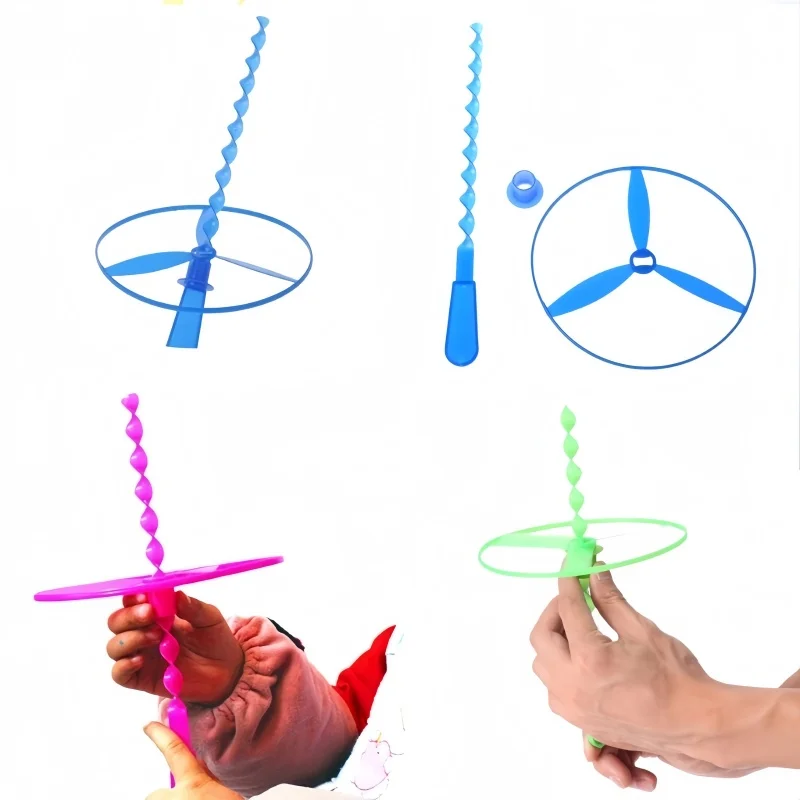 38 stücke Fliegen Hubschrauber Rotierenden Kreis Bambus Libelle Manuelle Reibung Kunststoff Propeller Outdoor Fliegen Spielzeug kinder Geschenk – Detail 2