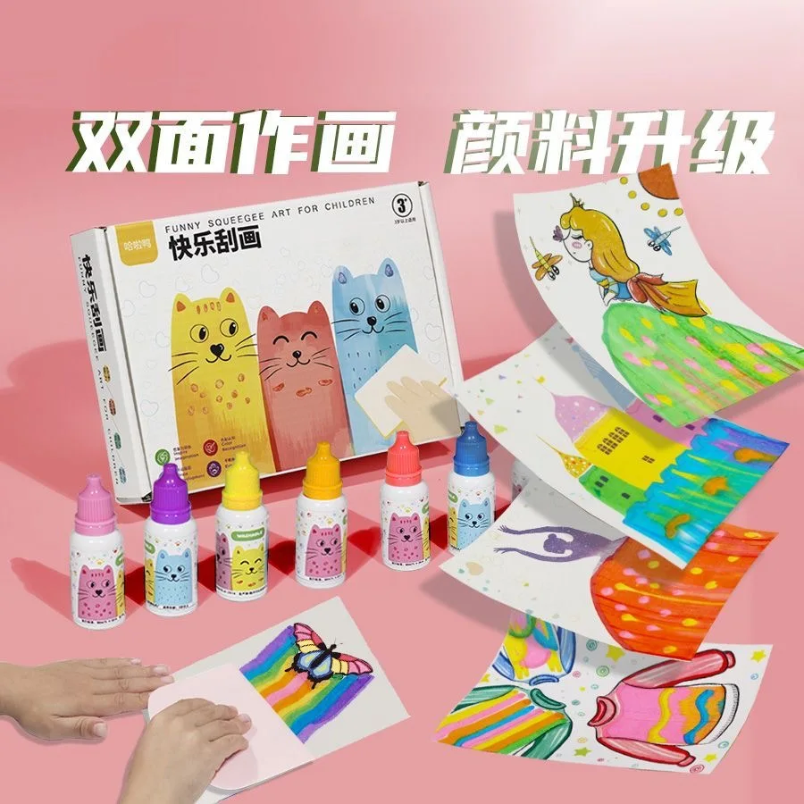 

Kids Rainbow Scratch Art Paper Set with Patterns Dot Painting DIY Graffiti Creative Coloring Toy Craft Gift