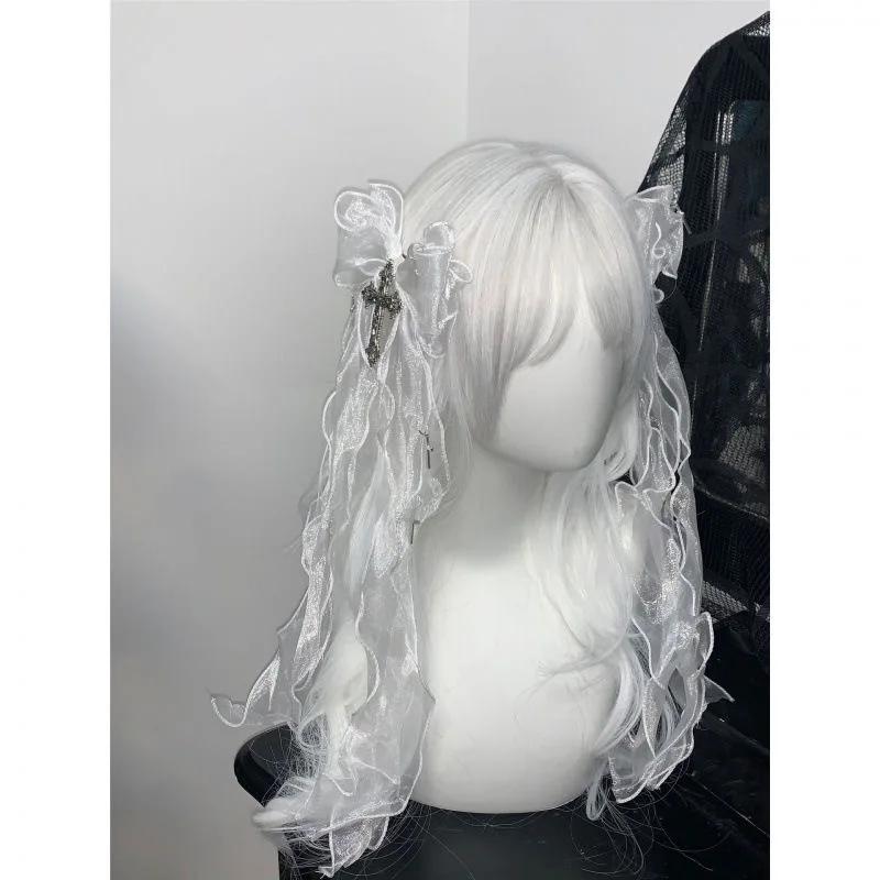 1 ペア手作りロリータちょう結び頭飾り女の子ダブルポニーテールクロスちょう結びヘアクリップ人形クリップかわいい JK ヘアアクセサリーギフト