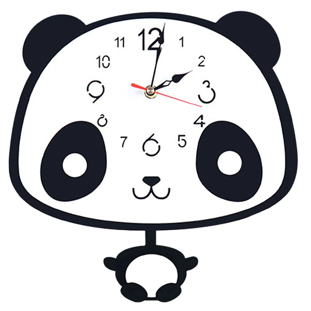

Panda Shape Wall Clock Mute Silent Design Easy Install Wall Hanging Clock for Bedroom Living Room Home Decor Gift