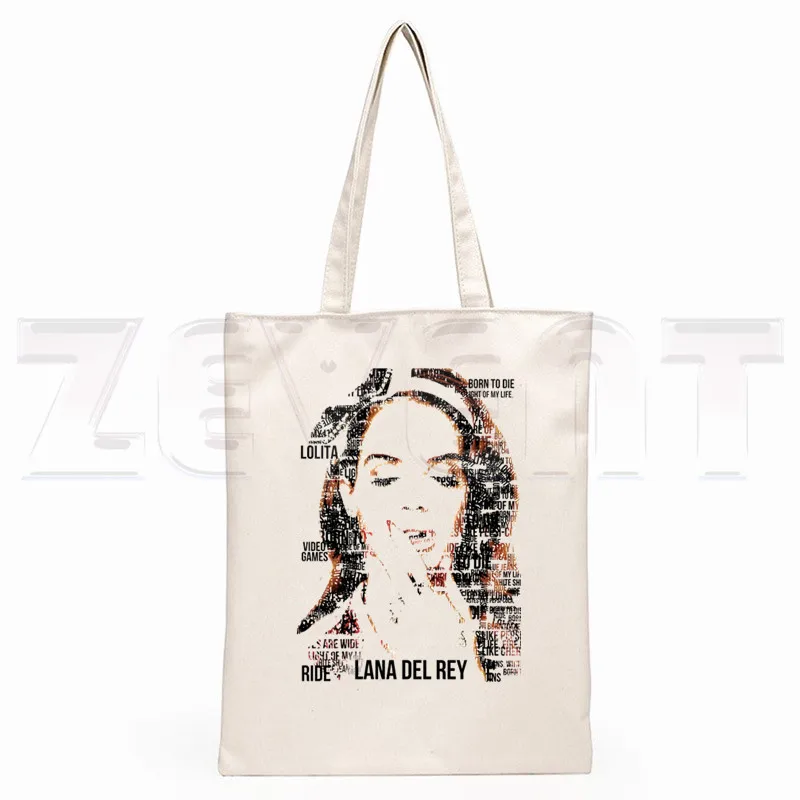 Lana Del Rey LOGO impreso gráfico Hipster estampado de dibujos animados bolsas de compras niñas moda Casual Pacakge bolso de mano