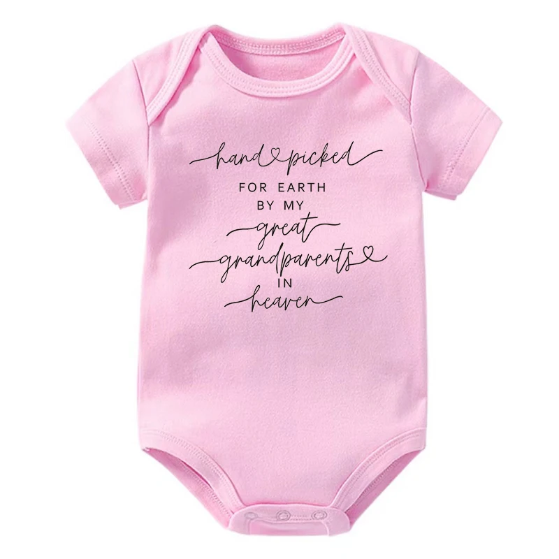 New Hand Picked For Earth By My Great Grandparents in Heaven Baby Rompers Boys Girls Bodysuits Clothes Baby Shower Gift