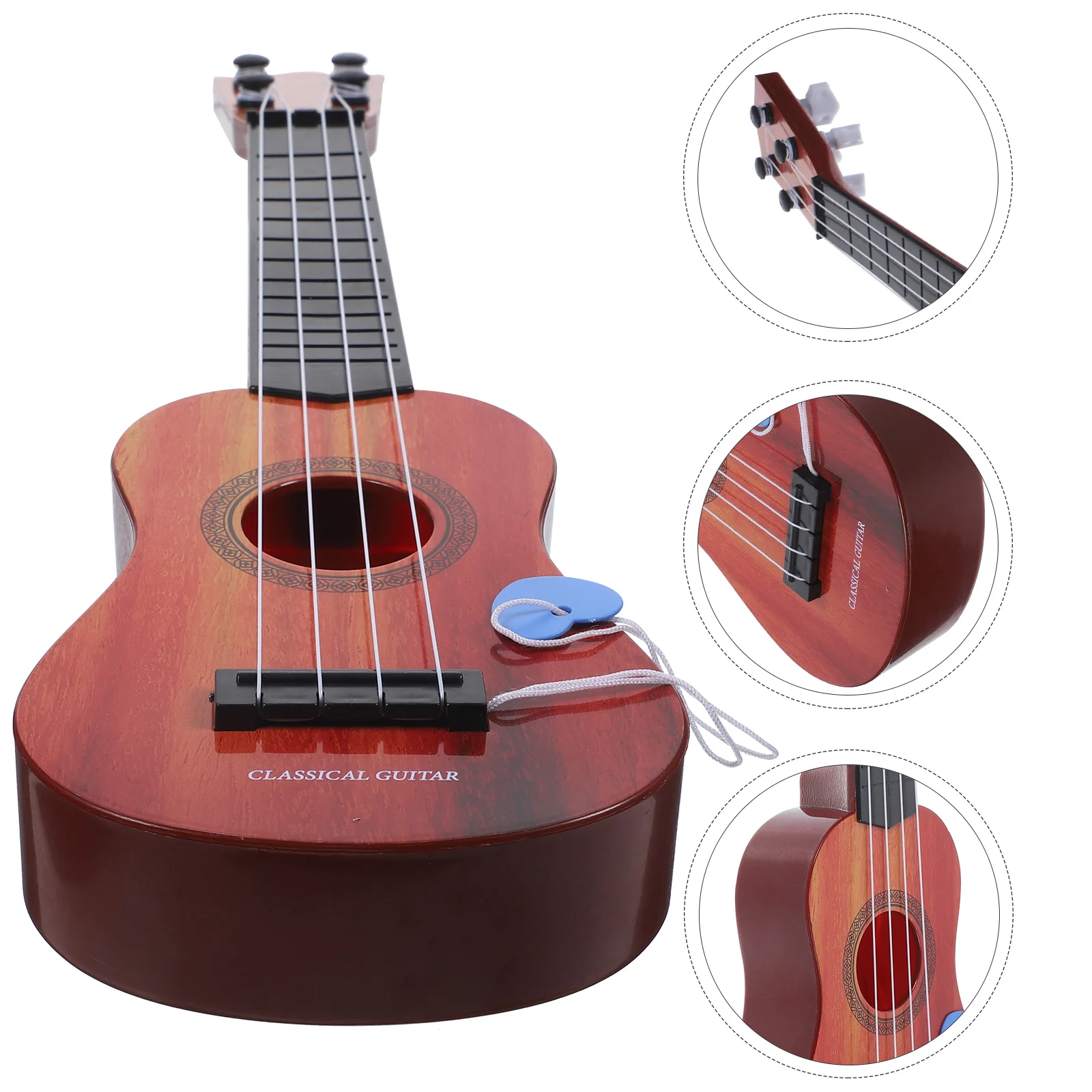 Guitarra de juguete para niños, juguetes para niños, Mini ukelele para principiantes, instrumento Musical de plástico clásico de madera para niños pequeños