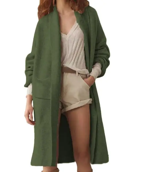 

Women's plus Size Loose Cardigan Jacket Knitted Sweater with Long Pockets for Autumn Winter Season