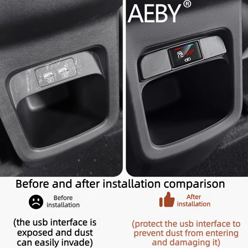 AEBY ل BYD Atto 2 2024-2025 المقعد الخلفي منفذ USB غطاء غبار واقي ، شاحن سيارة ميناء التوصيل غطاء عازل الملحقات #3